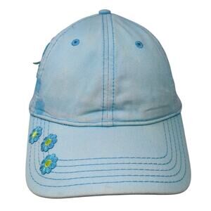DP Slideback Baseball Cap Blue One Size Adjustable Embroidered Floral Blank